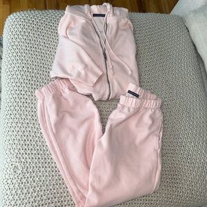 Brandy Melville Bubblegum Pink Hoodie and Sweatpants Tracksuit Set